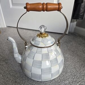 Mackenzie Childs Sterling Check 3 Quart Tea Kettle